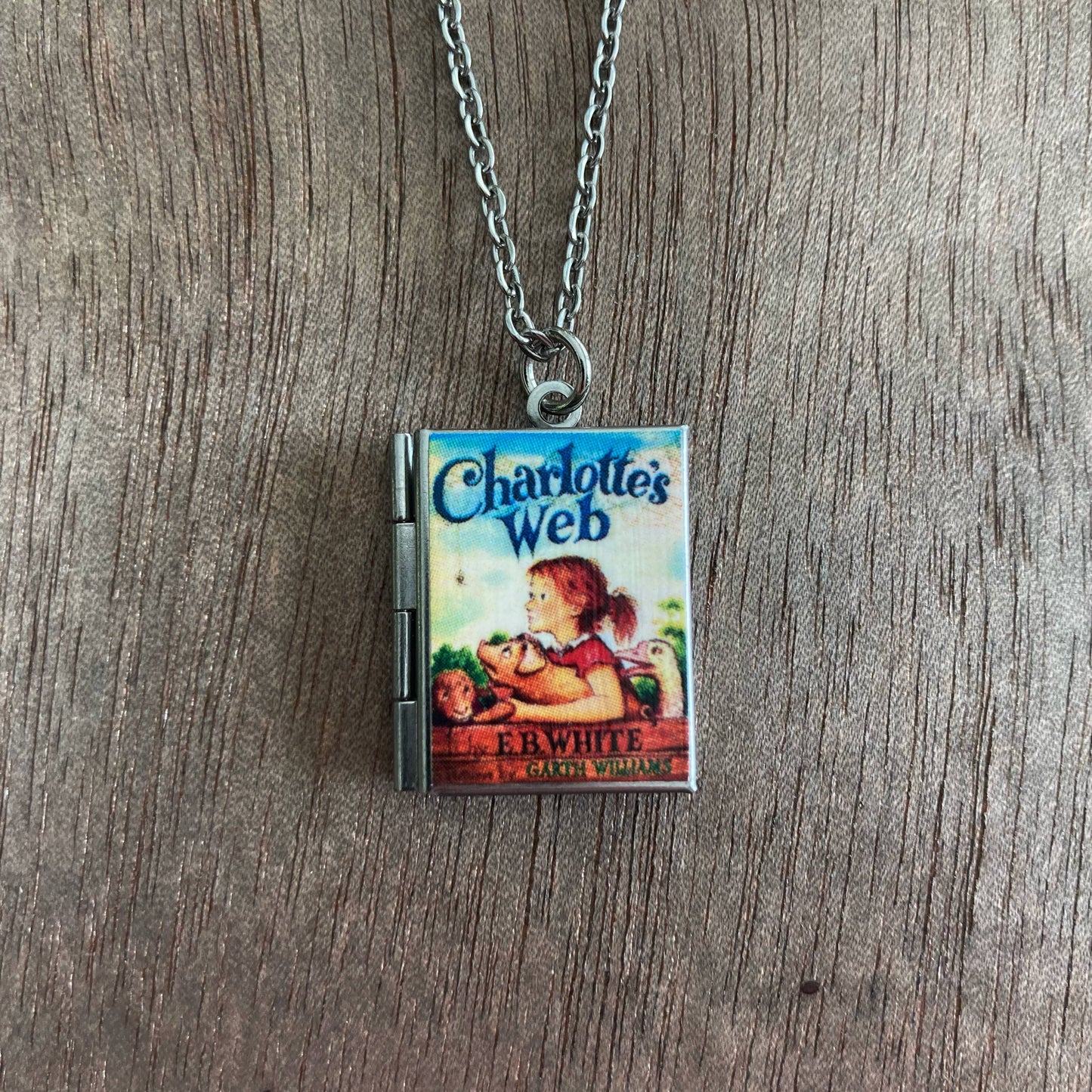 Book Locket Necklace - Charlotte's Web