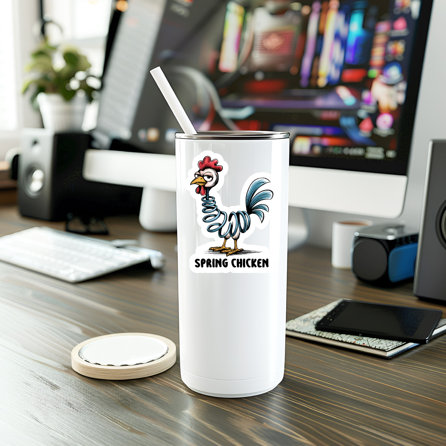 Funny Spring Chicken Vinyl Sticker
