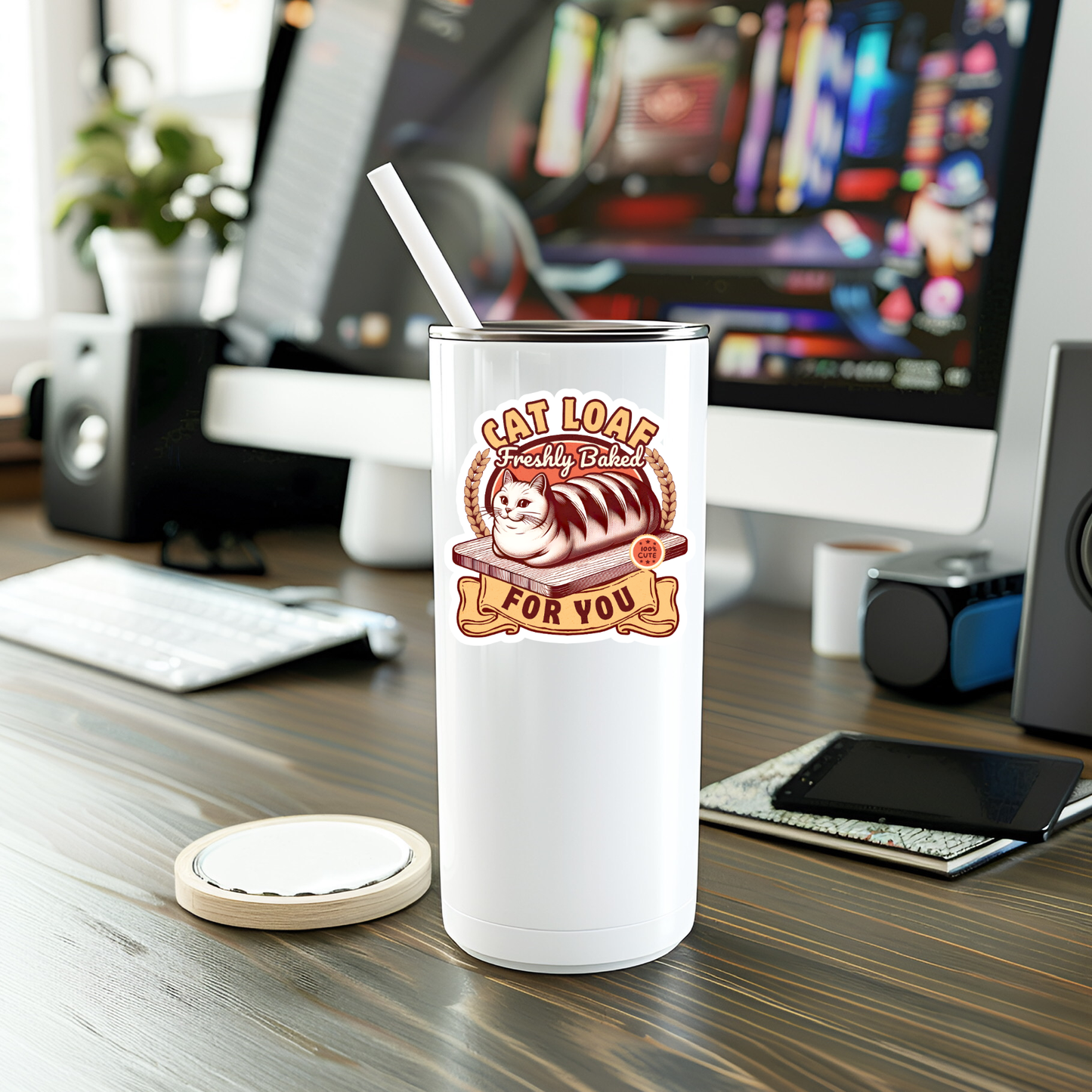 Funny Cat Loaf Vinyl Sticker