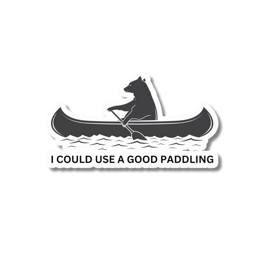 I Need a Good Paddling Bear Canoeing Sticker
