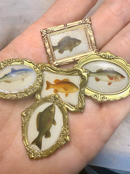 Fish Magnets -Miniature Framed Art 