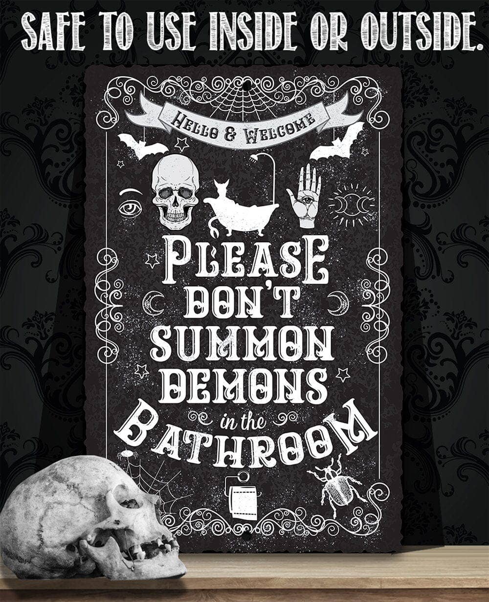 Rustic Metal Sign | Please Don't Summon Demons