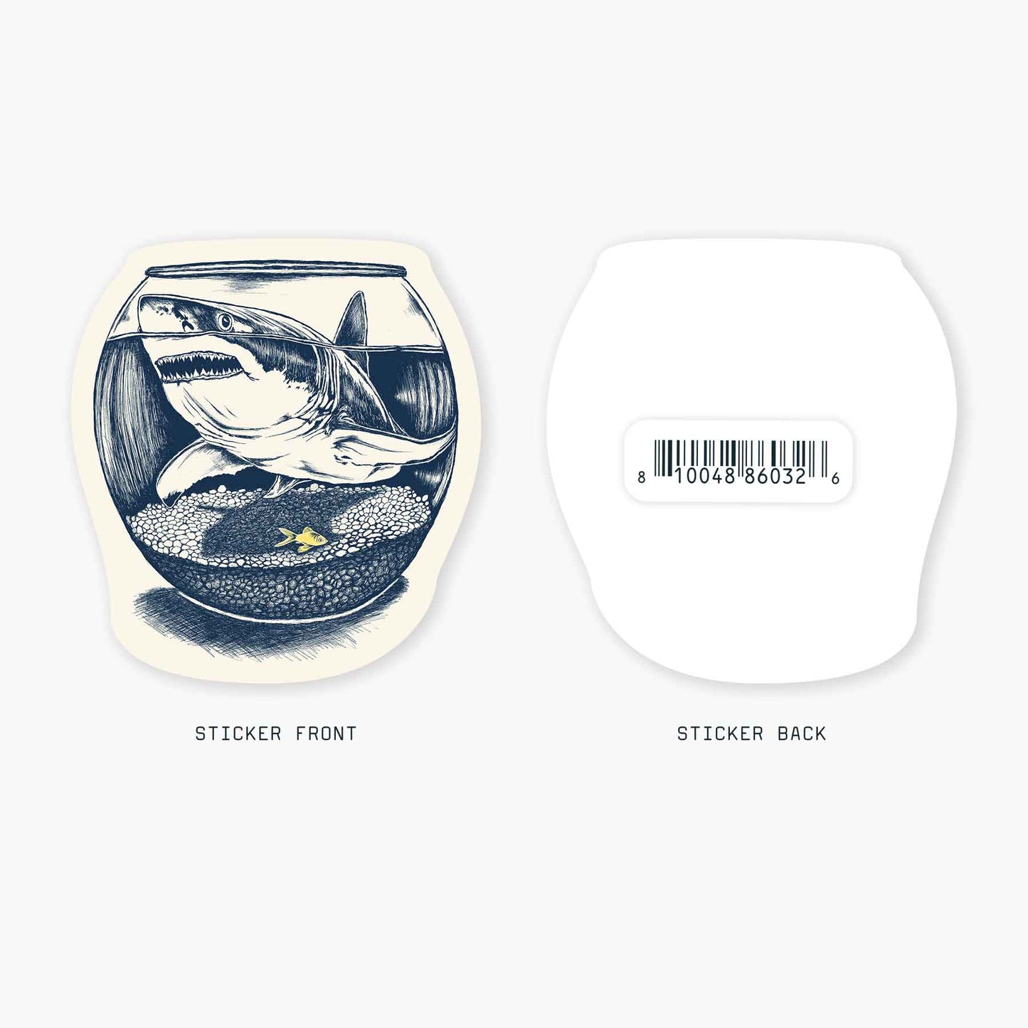 Shark Fishbowl - 3" Art Sticker