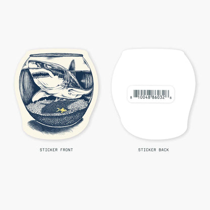 Shark Fishbowl - 3" Art Sticker