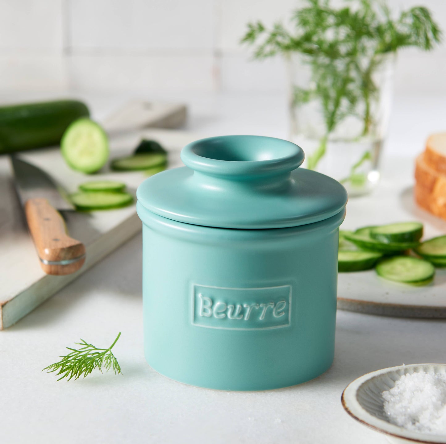 The Original Butter Bell® Crock - Cafe Matte Aqua