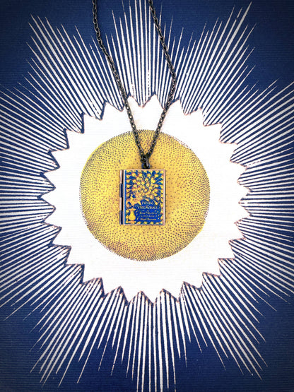 Book Locket Necklace - Pride and Prejudice - Vintage Peacock