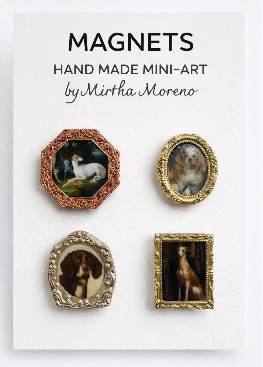 Handmade Magnets Antique dog canine images (Set of 4 each)