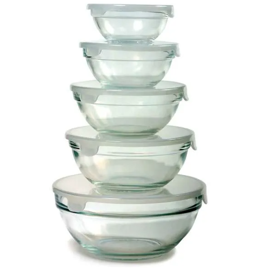 Norpro Glass Bowl Set w Lids 10pc