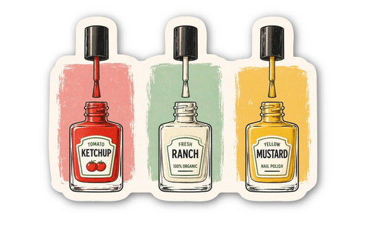 Condiment Nail Polish Die Cut Sticker –Ketchup Ranch Mustard