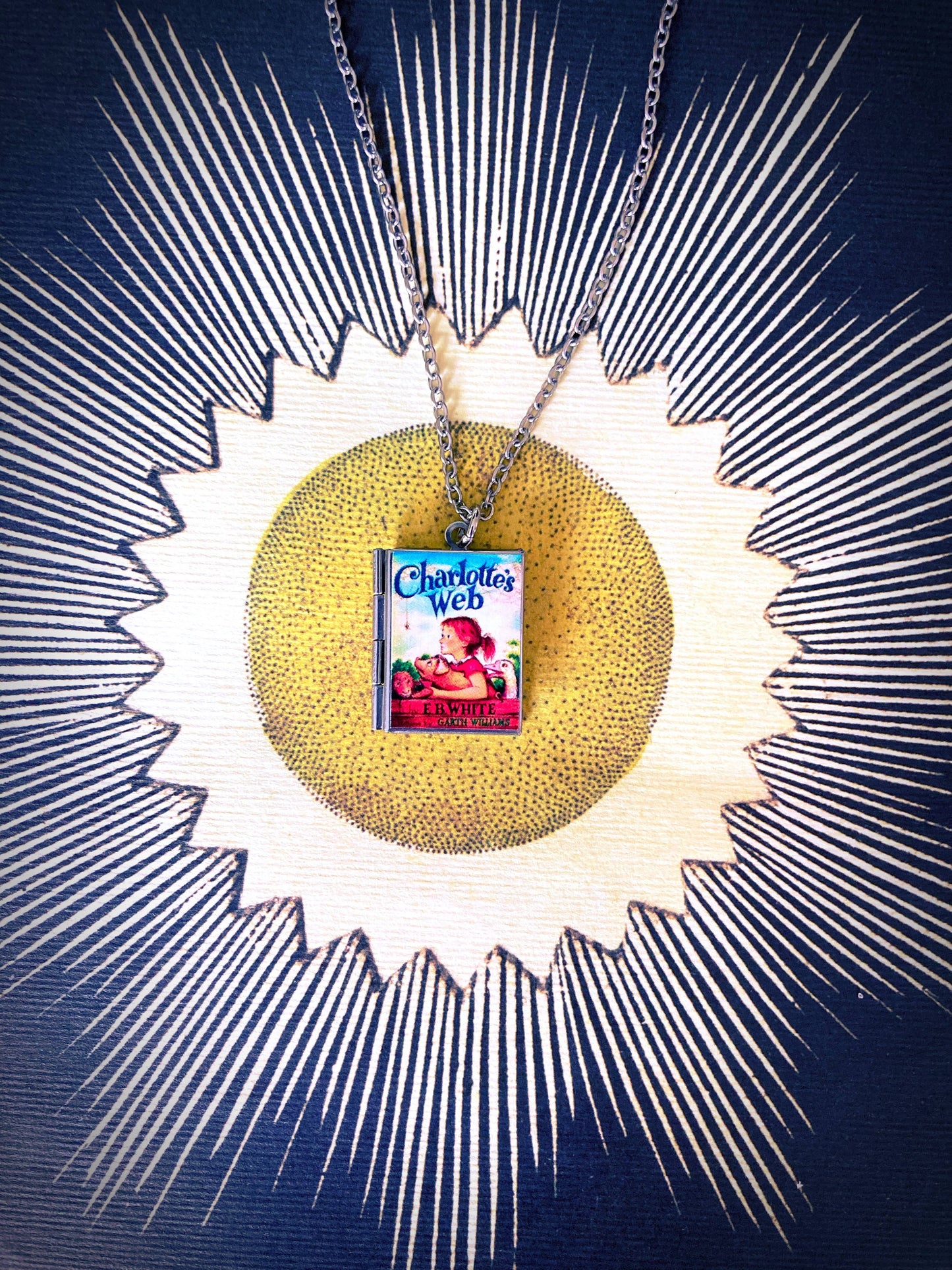 Book Locket Necklace - Charlotte's Web