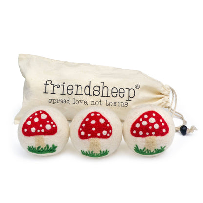 Friendsheep White Mushroom Trio Eco Wool Dryer Balls - Set of 3