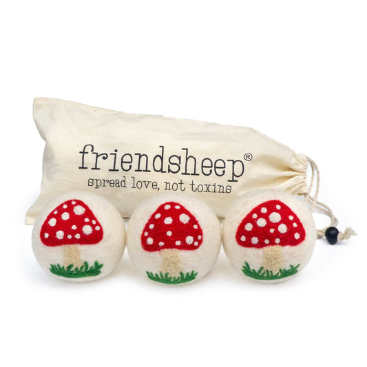 Friendsheep White Mushroom Trio Eco Wool Dryer Balls - Set of 3