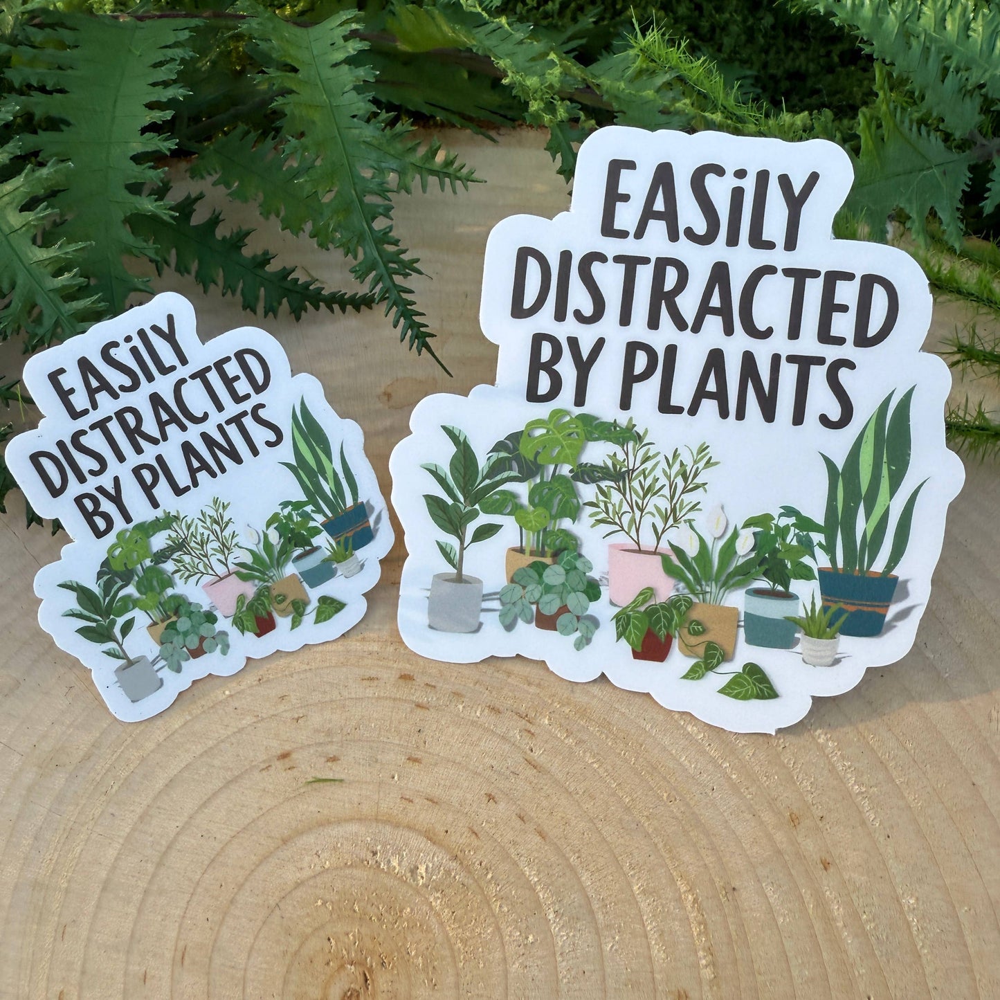 Easily Distracted By Plants, Houseplants 3" Vinyl Sticker