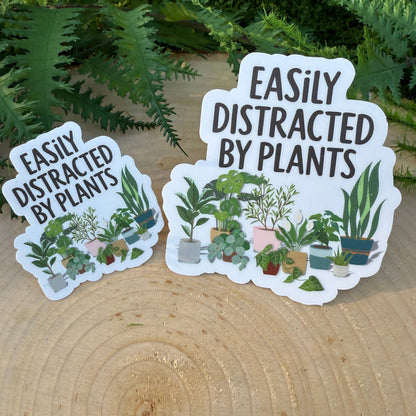 Easily Distracted By Plants, Houseplants 3" Vinyl Sticker