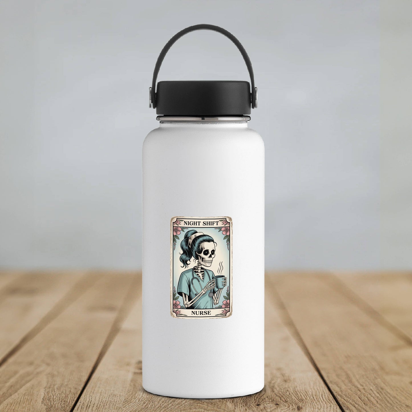 Night Shift Nurse Tarot Card Sticker – Skeleton Coffee