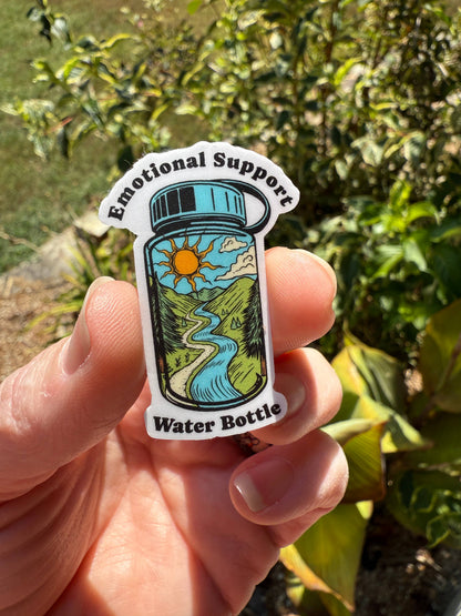 Emotional Support Water Bottle 3" & 2" Vinyl Sticker