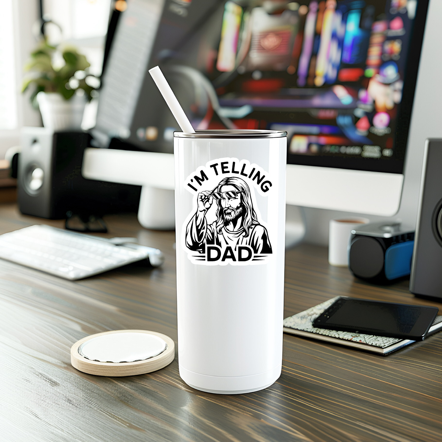 Funny I'm Telling Dad Vinyl Sticker