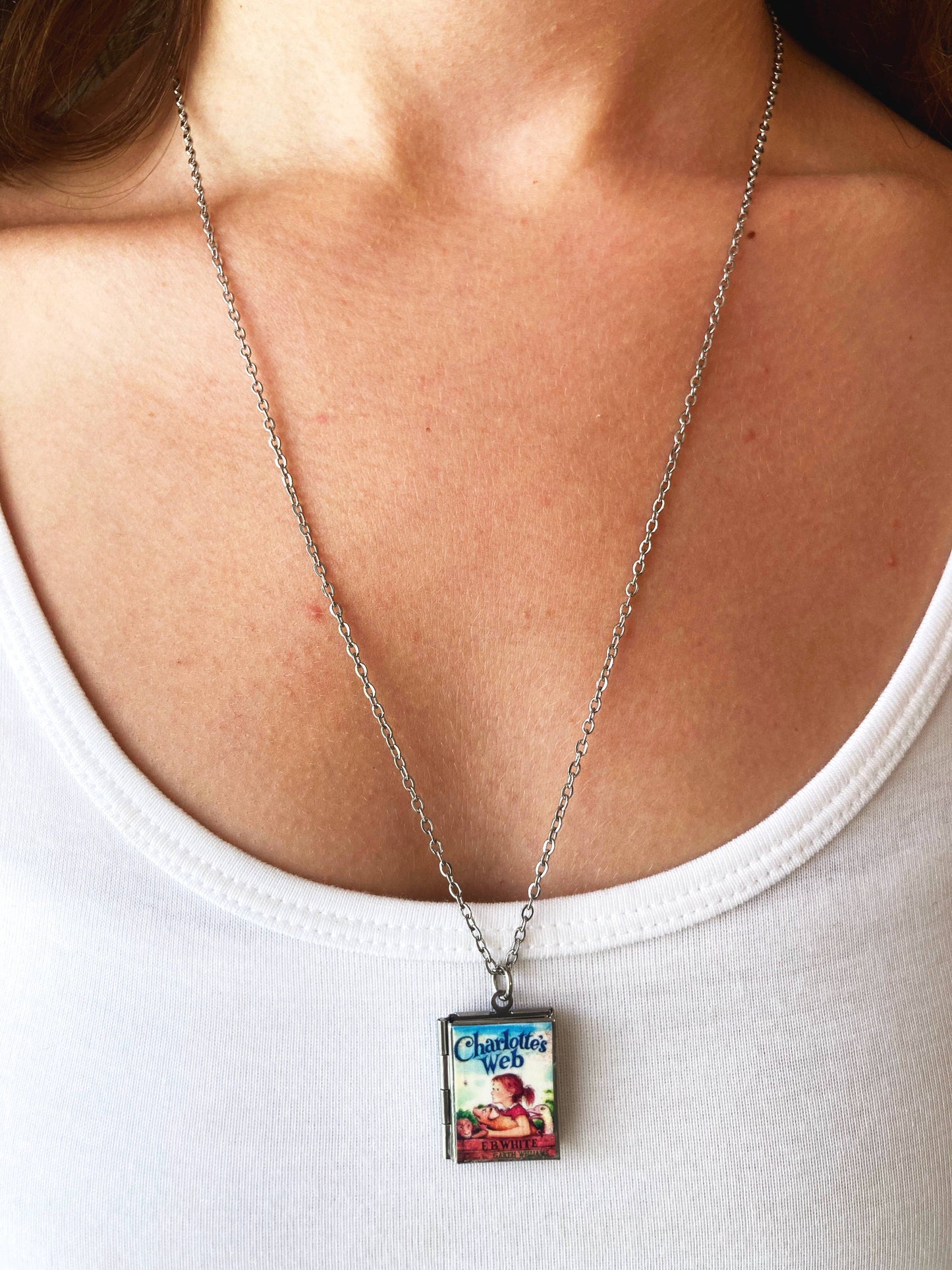 Book Locket Necklace - Charlotte's Web