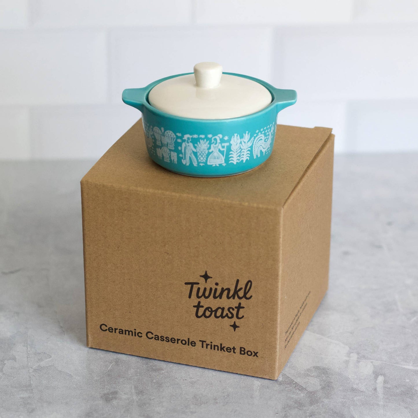 Pyrex-Inspired Gooseberry Casserole Ceramic Trinket Box