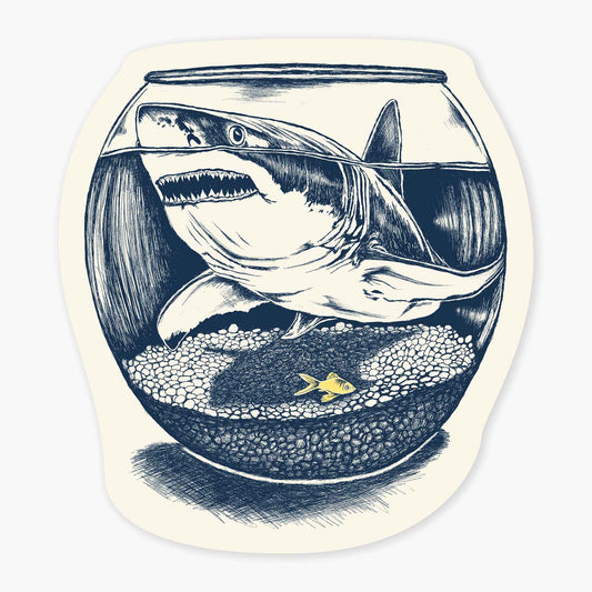 Shark Fishbowl - 3" Art Sticker