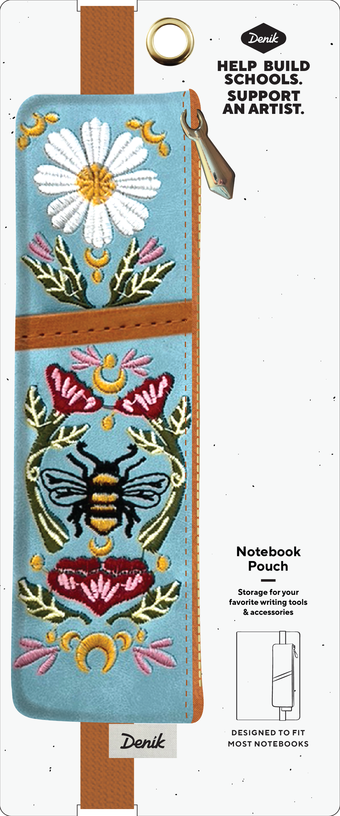 Denik Honeybee Tea Embroidered Notebook Pouch