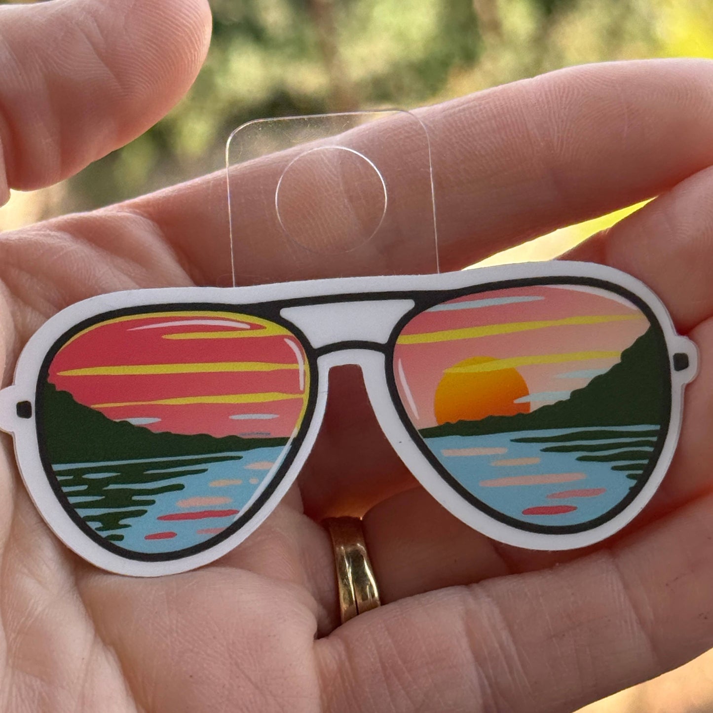 Sunset Lake Sunglasses Vinyl Outdoor Nature Sticker