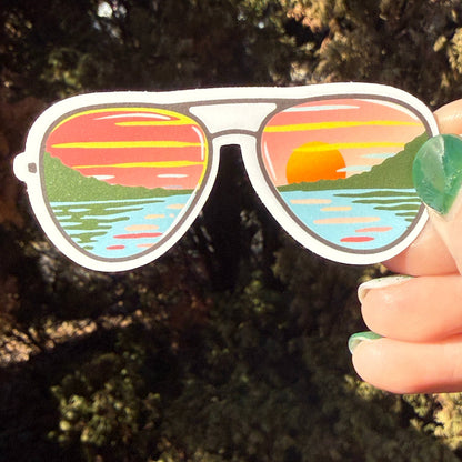 Sunset Lake Sunglasses Vinyl Outdoor Nature Sticker