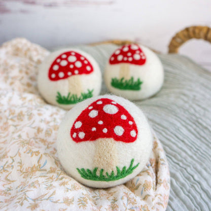 Friendsheep White Mushroom Trio Eco Wool Dryer Balls - Set of 3