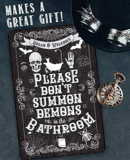 Rustic Metal Sign | Please Don't Summon Demons