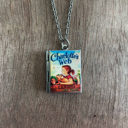 Book Locket Necklace - Charlotte's Web