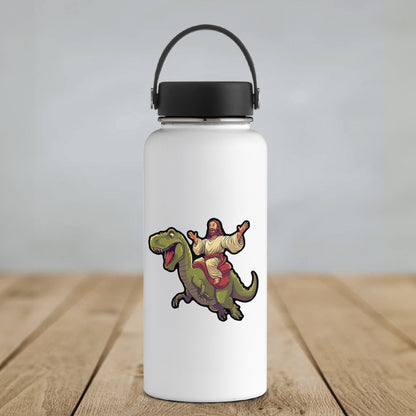Jesus Riding a Dinosaur Sticker