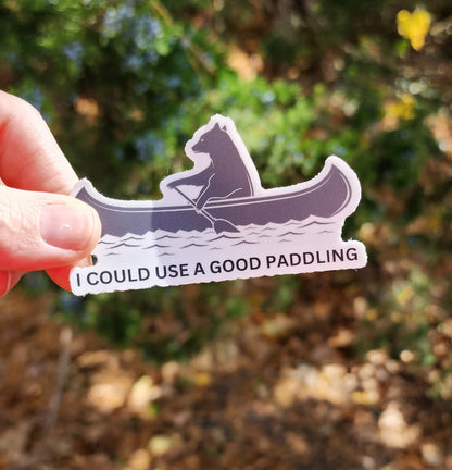 I Need a Good Paddling Bear Canoeing Sticker