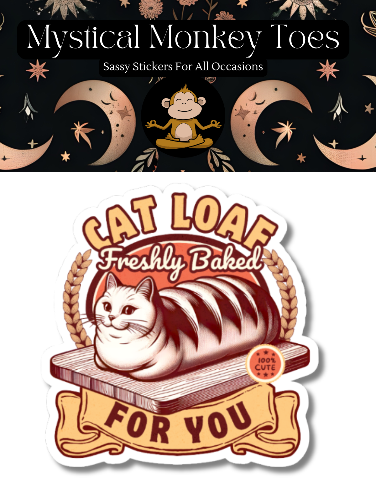 Funny Cat Loaf Vinyl Sticker