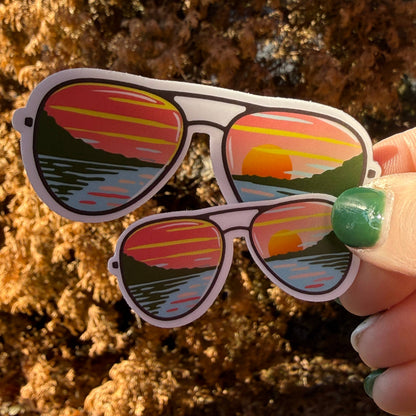 Sunset Lake Sunglasses Vinyl Outdoor Nature Sticker