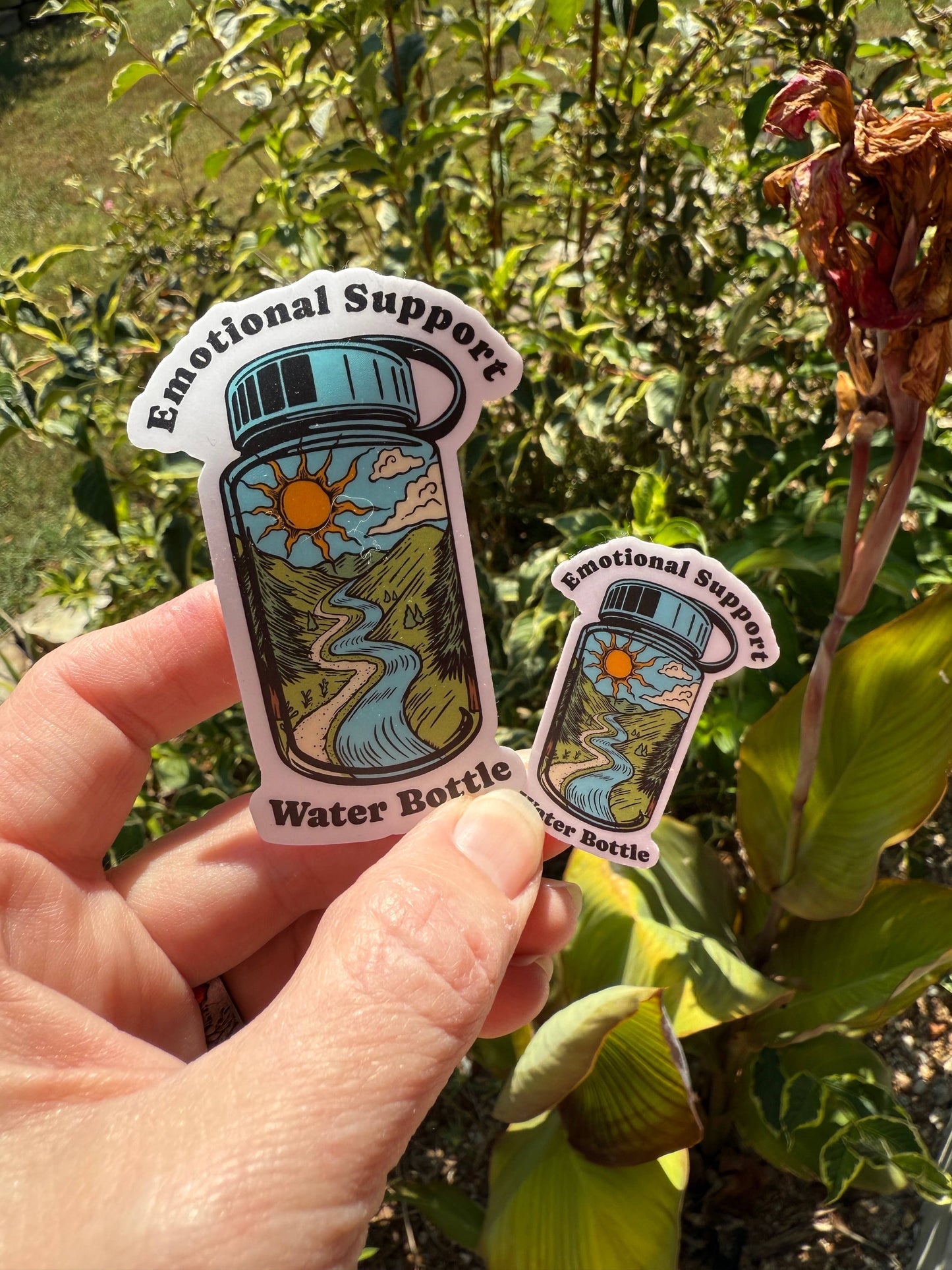 Emotional Support Water Bottle 3" & 2" Vinyl Sticker