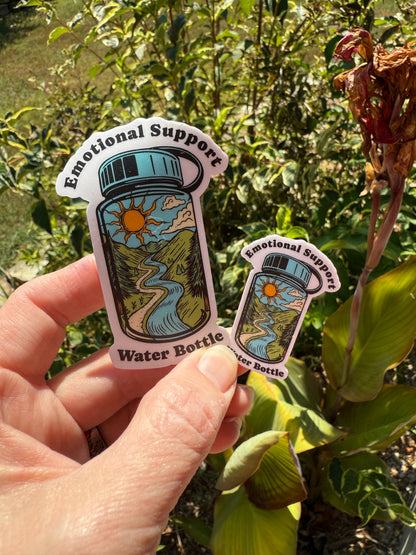 Emotional Support Water Bottle 3" & 2" Vinyl Sticker