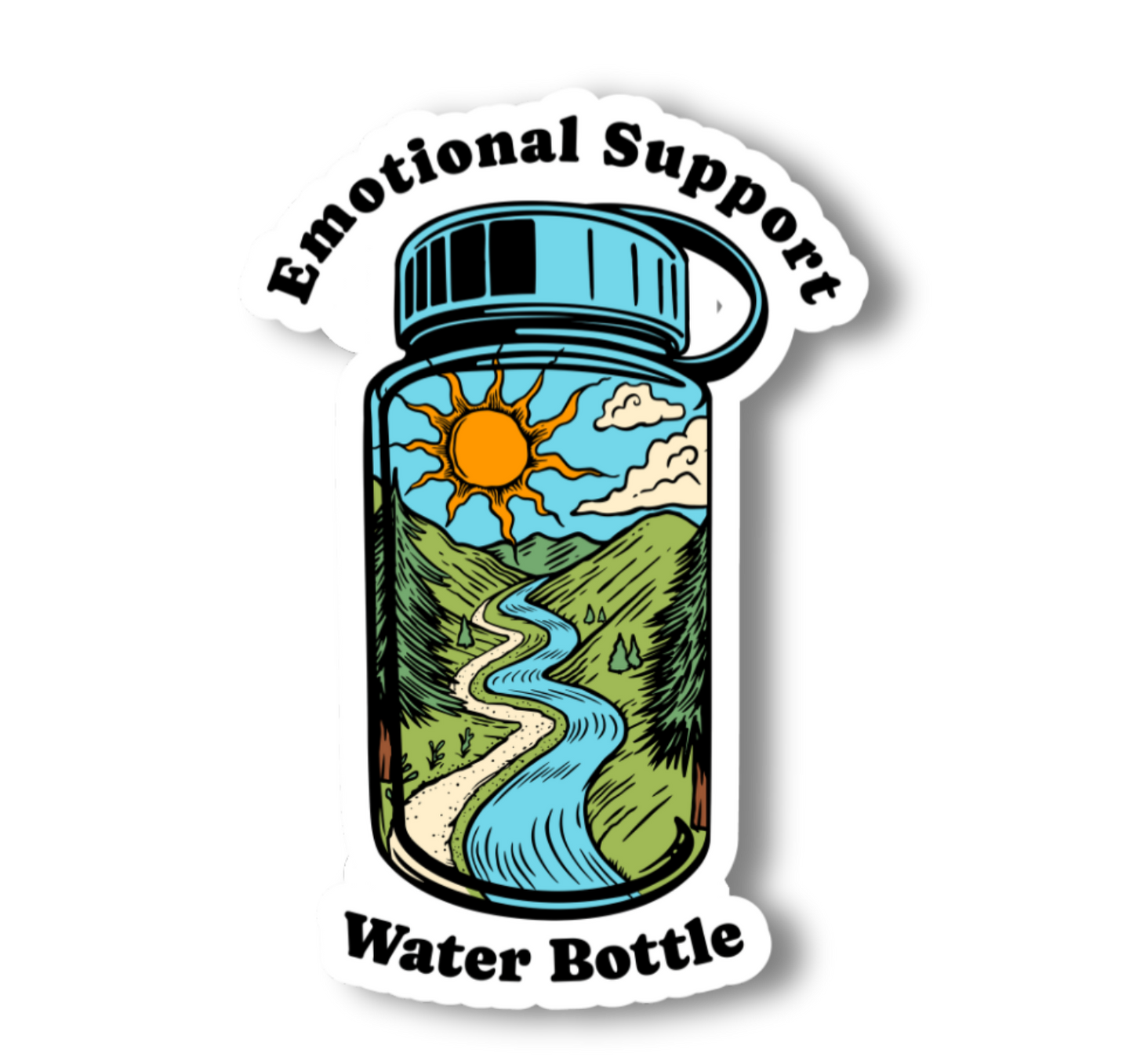 Emotional Support Water Bottle 3" & 2" Vinyl Sticker