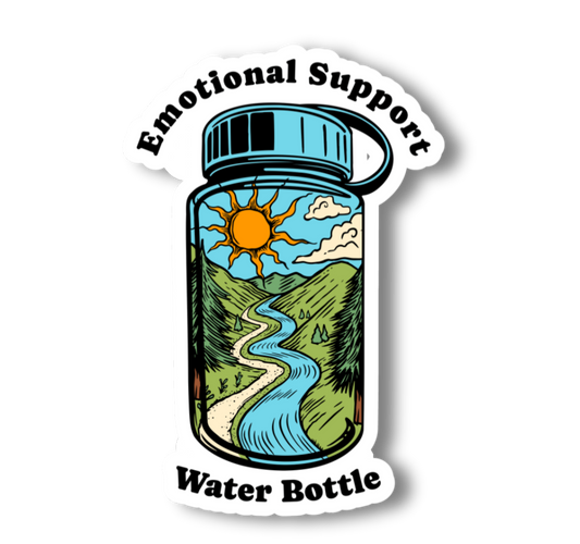 Emotional Support Water Bottle 3" & 2" Vinyl Sticker