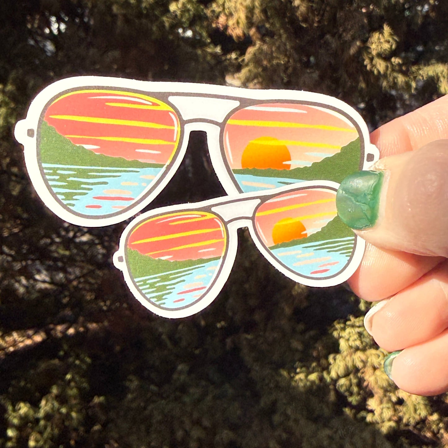 Sunset Lake Sunglasses Vinyl Outdoor Nature Sticker