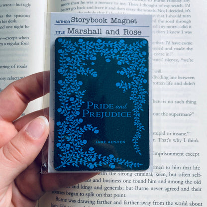 Bookish Magnet - Pride and Prejudice - Dark Blue Floral