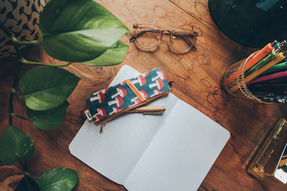 Denik Navy Mushroom Notebook Pouch