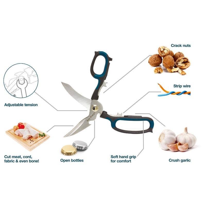 AnySharp 5-in-1 Scissors for Kitchen, Garden, DIY, Camping