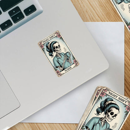 Night Shift Nurse Tarot Card Sticker – Skeleton Coffee