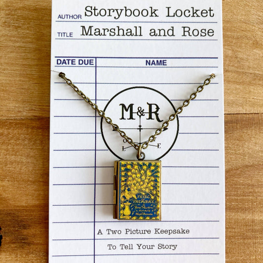 Book Locket Necklace - Pride and Prejudice - Vintage Peacock
