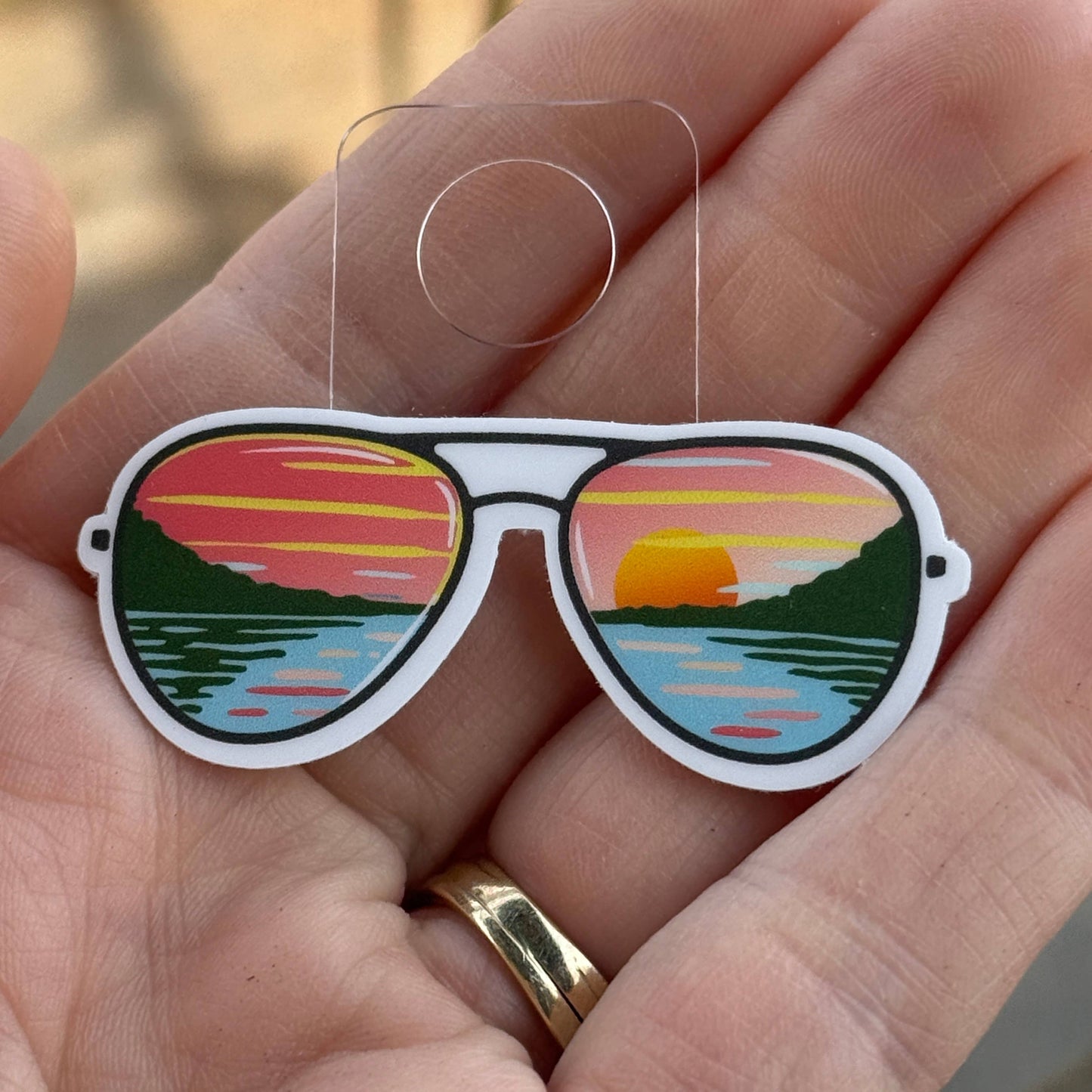 Sunset Lake Sunglasses Vinyl Outdoor Nature Sticker