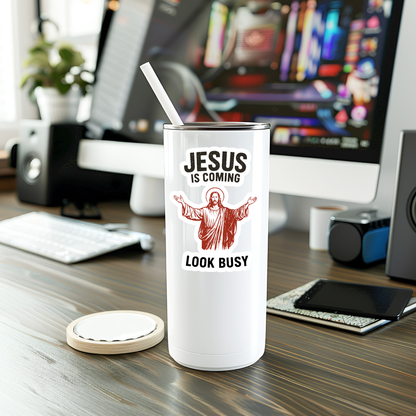 Funny Jesus Is Coming Vinyl Sticker