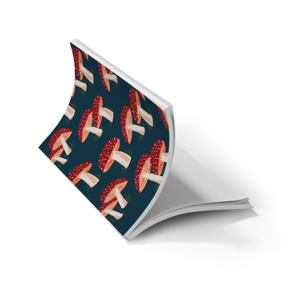 Denik Navy Mushrooms  Soft Touch Classic Layflat Notebook