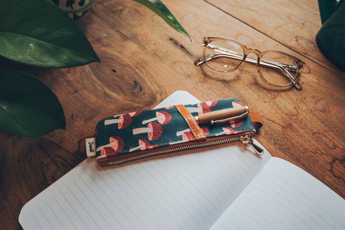 Denik Navy Mushroom Notebook Pouch