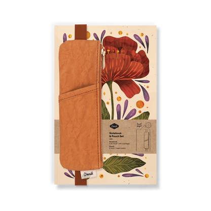 Denik Burgundy Bloom Layflat Notebook & Pouch Set