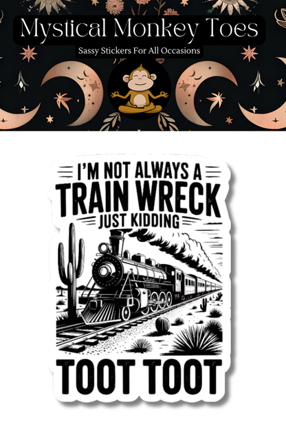 Funny Train Wreck Vinyl Sticker